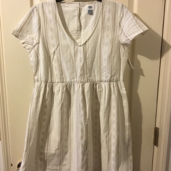 Old Navy cream cotton dress sz med - Picture 1 of 3